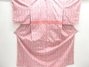 アンティーク　抽象草花模様織り出し手織り紬着物